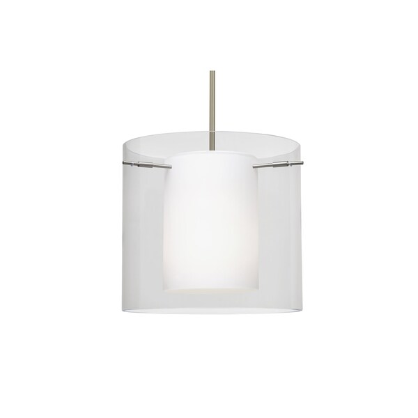 Besa Lighting Pahu 12 Stem Pendant, Clear/Opal, Satin Nickel Finish, 1x100W Incandescent 1TT-C18407-SN - main